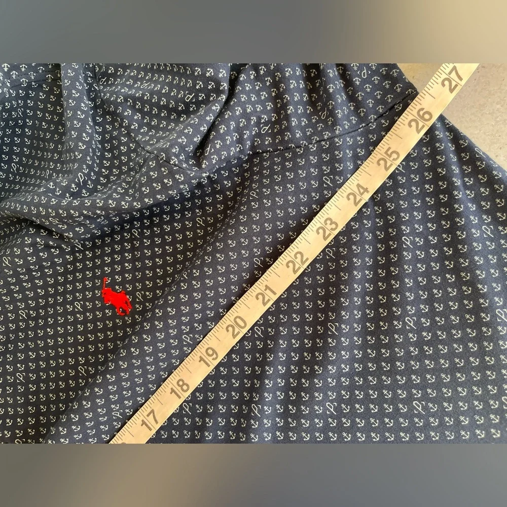 Polo Ralph Lauren Shirt Men Polo 2XLT Blue Anchor Allover Print Nautical Preppy‎
